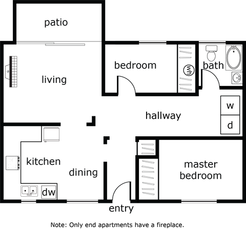 the floor plan of a small apartment with a kitchen and a living room